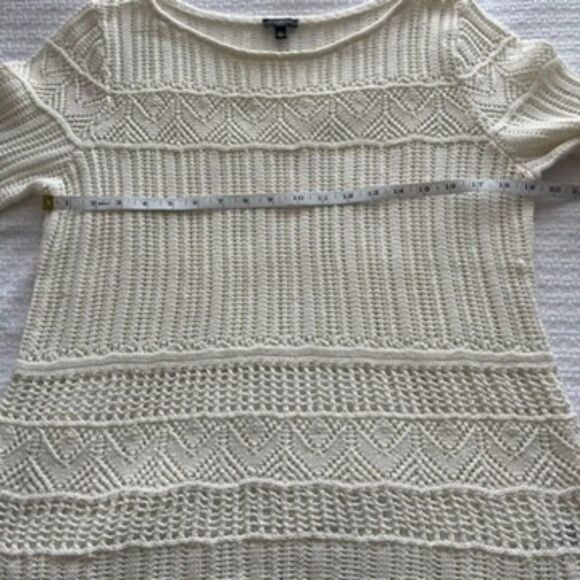 PL Talbots Cream Crochet Style Short-Sleeve Sweater - Picture 6 of 7